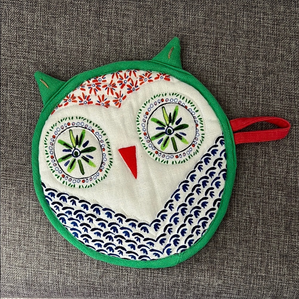 NWOT Anthropologie Owl Fabric Potholder